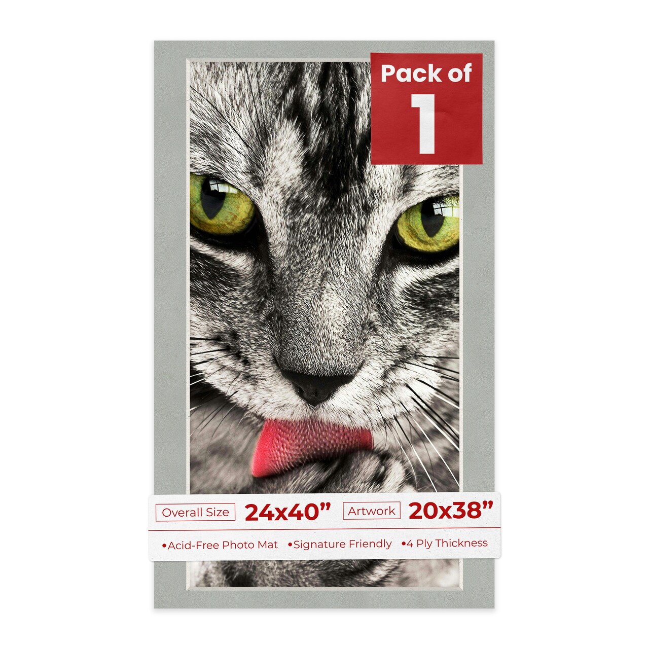 Light Grey Suede Mat Board for 24x40 Frames - Fits 20x38 Photos